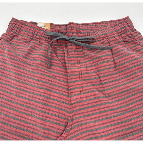 Prana Mens Metric E Waist Board Shorts Rust Stripe Size Medium 8" UPF 50+ New - Picture 3 of 10
